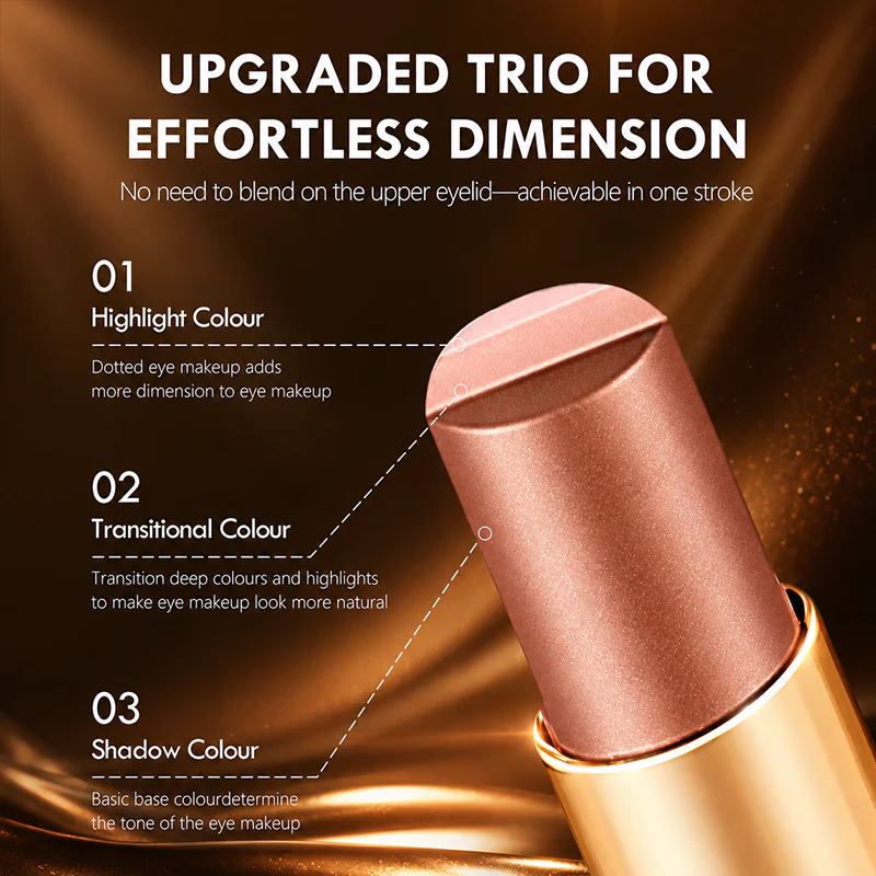 🔥LAST DAY 80% OFF 3 in 1 Easy Eyeshadow Stick for Beginners Waterproof Longwear Shimmer Makeup Set